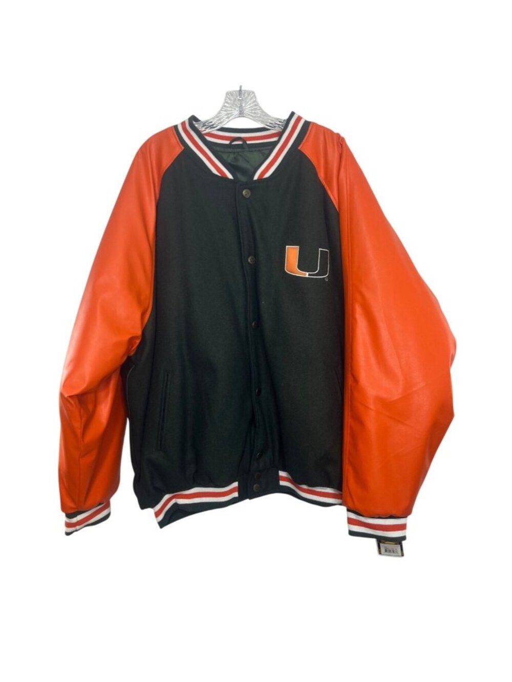 Steve & Barrys Miami Hurricanes Varsity Jacket Coat XXXL Green Orange New Wool B